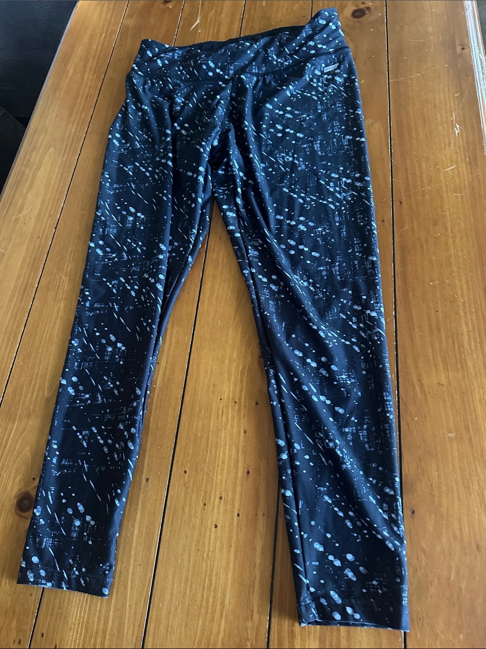 Energy Zone Black Leggings with Blue Splatter